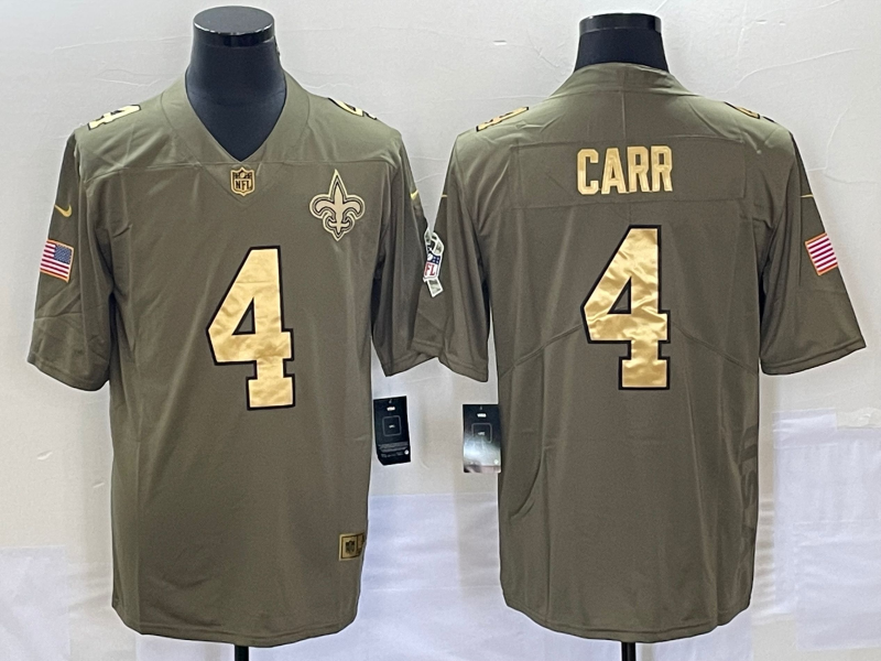 Men's New Orleans Saints Derek Carr #4 Brown Jersey